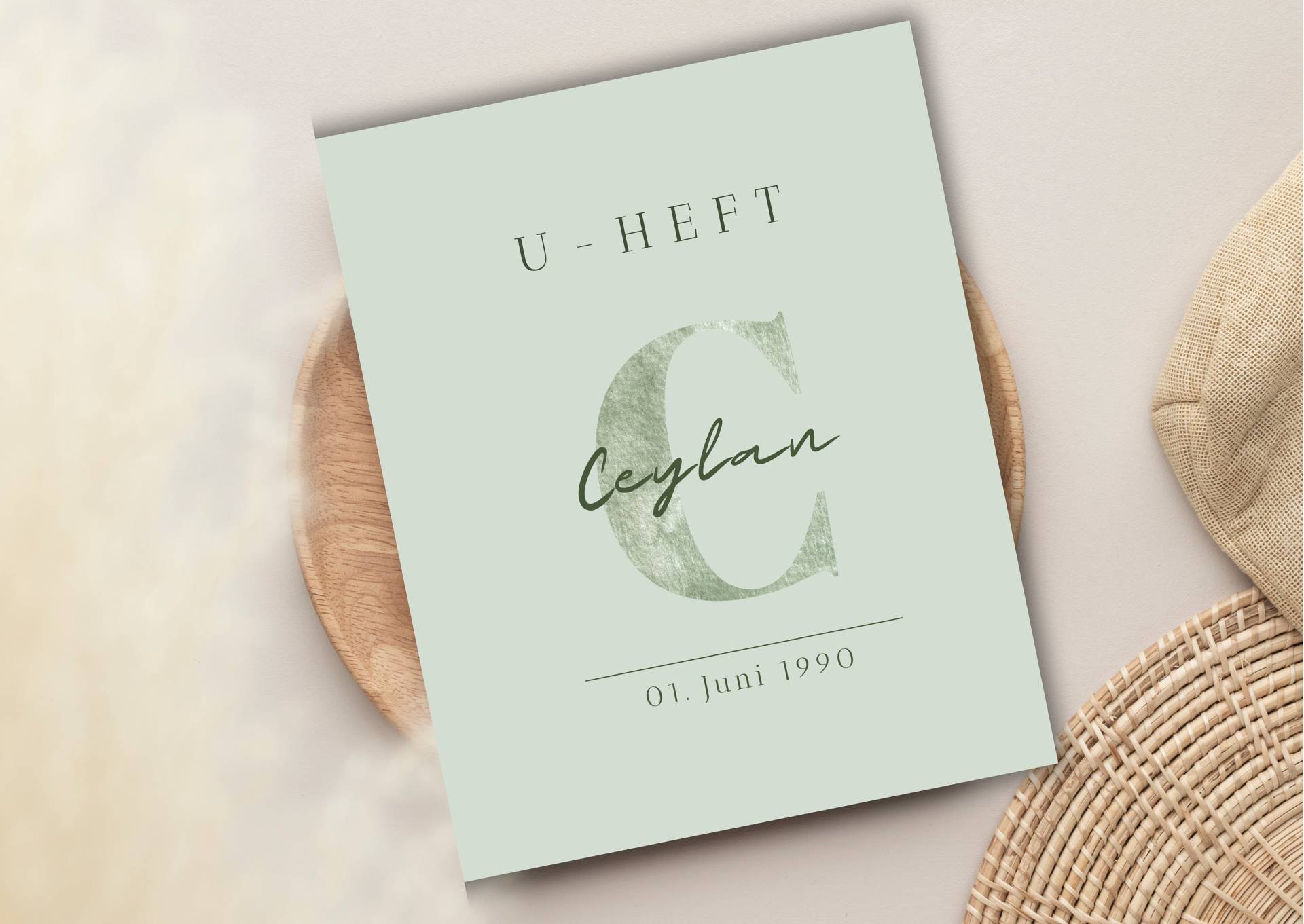 Personalisierte U-Heft Hülle + Impfpass Mit Initialien | Mint Grün von CollectionAesthetic