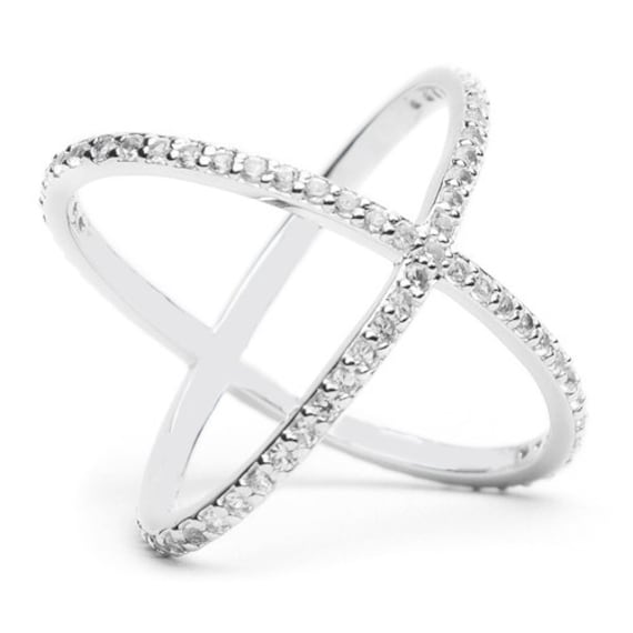 Sterling Silber Criss Cross Ring Kubikzirkonia Statement Ring Sterling Silber Criss Cross Ring Kubikzirkonia Statement Ring von CollectionsJewellery