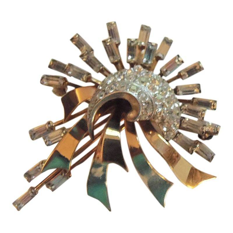 1940Er Jahre Strass Brosche Pin Anhänger Cr Hettle Gold Wash Brautschmuck 1940Er Jahre Strass Brosche Pin Anhänger Cr Hettle Gold Wash Brautschmuck von CollectionsbyAnn