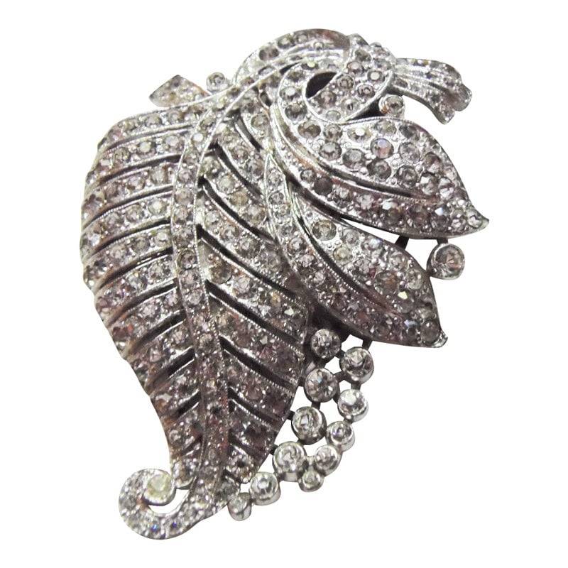 Art-Deco-strass Kleid Clip Jahrgang 1937 Unterzeichnet Tkf Alfred Phillippe Design Braut Pin von CollectionsbyAnn