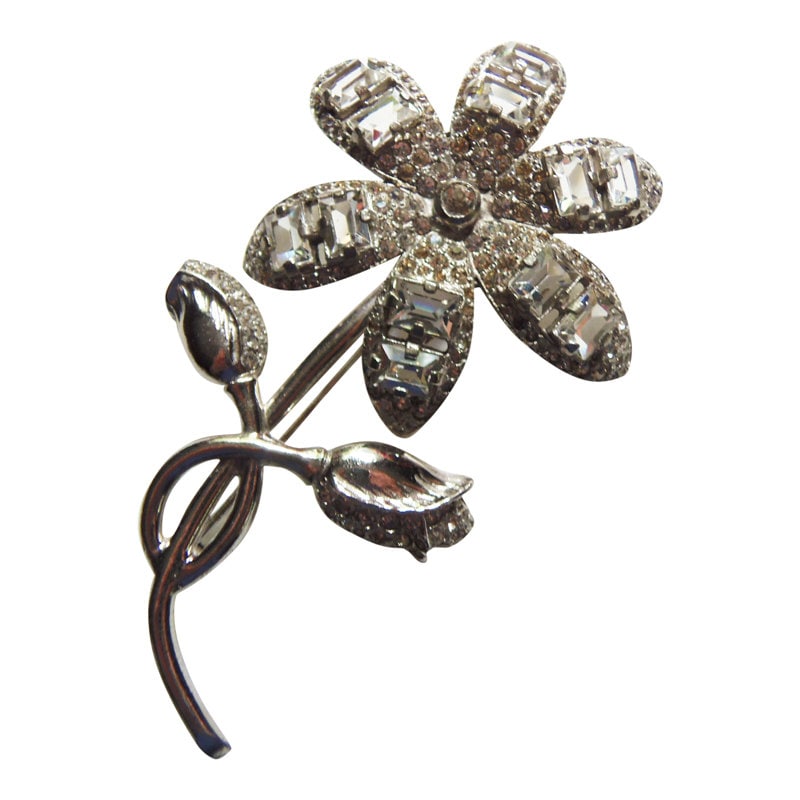 Elegante Große Strass Blume Vintage 1950 Braut Brosche Elegante Große Strass Blume Vintage 1950 Braut Brosche von CollectionsbyAnn