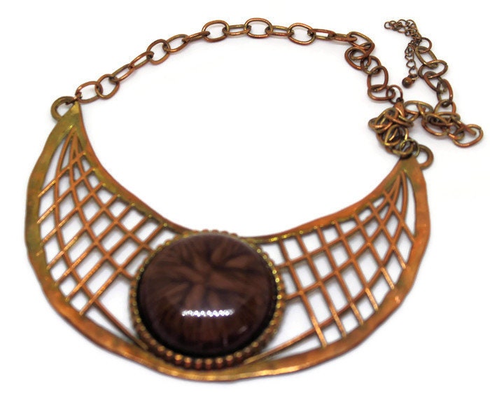 Handwerklich Gefertigte Kupfer Weave Halskette Vintage 1980 Statement Schmuck von CollectionsbyAnn