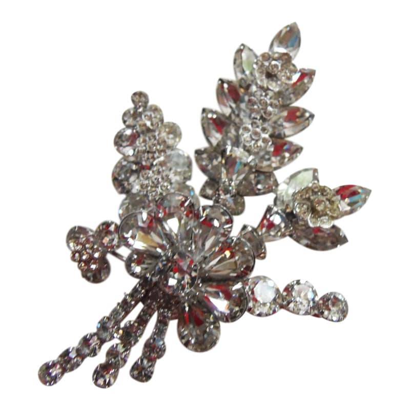 Herrliche Große Strass Brosche/Jahrgang 1950 Unterzeichnete Weiss Bridal Pin von CollectionsbyAnn