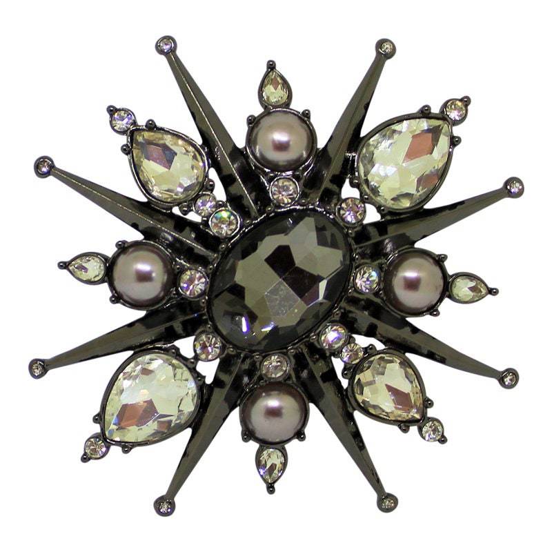 Hutton Wilkinson Starburst Brosche Art Deco Kristall & Kunstperle Anstecknadel Hutton Wilkinson Starburst Brosche Art Deco Kristall & Kunstperle Anstecknadel von CollectionsbyAnn