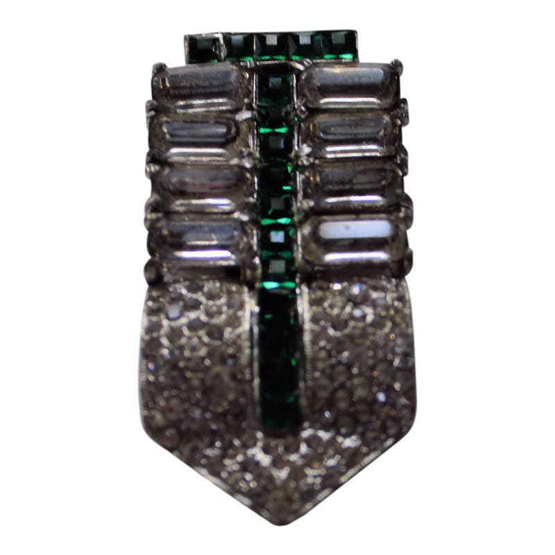 Vintage 1930Er Jahre Art Deco Smaragd Strass Kleider Clip Vintage 1930Er Jahre Art Deco Smaragd Strass Kleider Clip von CollectionsbyAnn