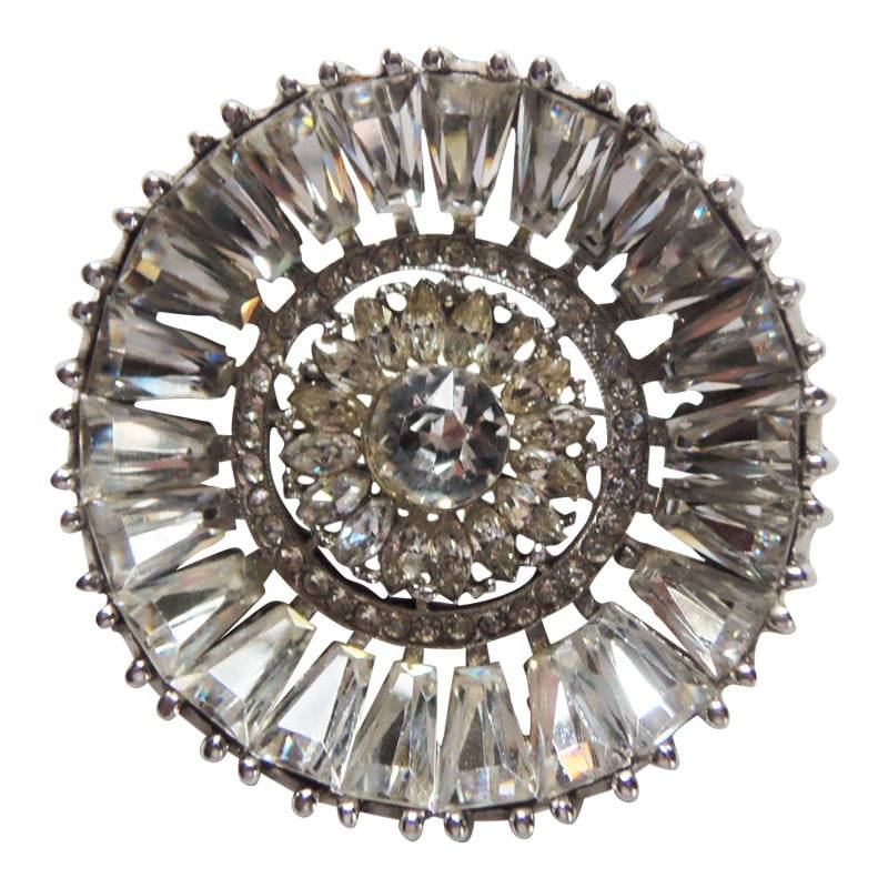 Vintage 1950Er Jahre Strass Brosche Silberfarbener Brautschmuck Vintage 1950Er Jahre Strass Brosche Silberfarbener Brautschmuck von CollectionsbyAnn