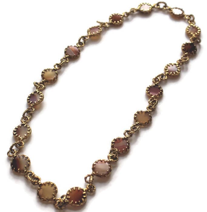 Vintage 1980S Achatscheibe-Halskette Goldseil-Kette Boho Statement-Schmuck Vintage 1980S Achatscheibe-Halskette Goldseil-Kette Boho Statement-Schmuck von CollectionsbyAnn