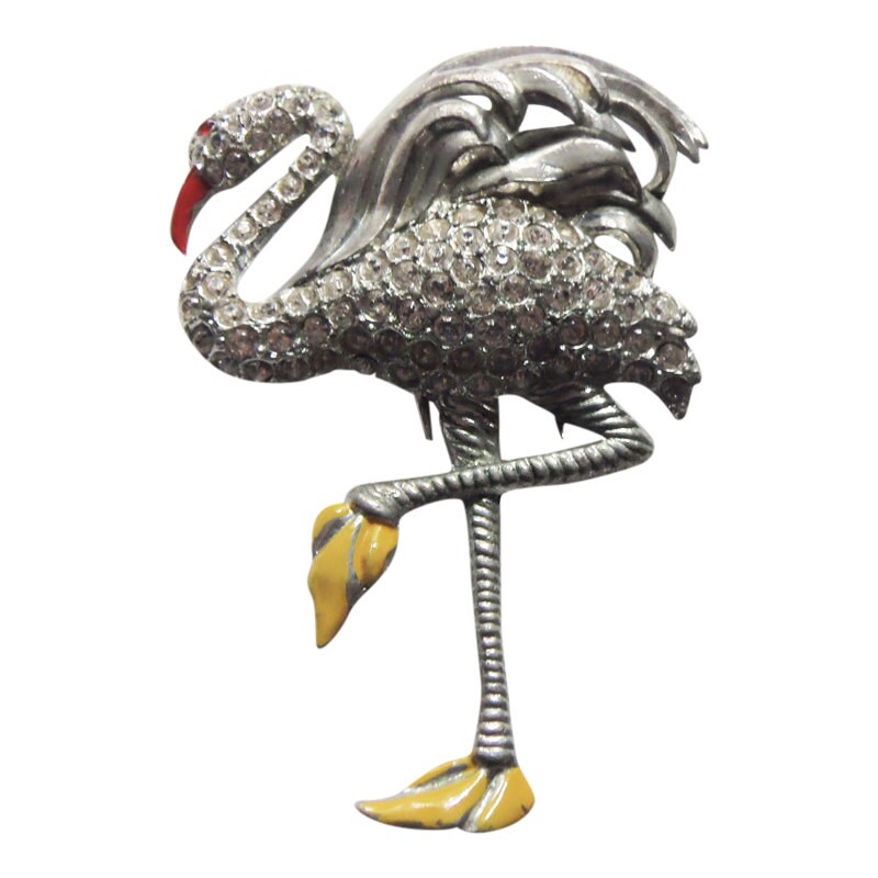 Vintage Art Deco Strass Flamingo Clip - 1930Er Jahre Emaille Pelzclip Vintage Art Deco Strass Flamingo Clip - 1930Er Jahre Emaille Pelzclip von CollectionsbyAnn
