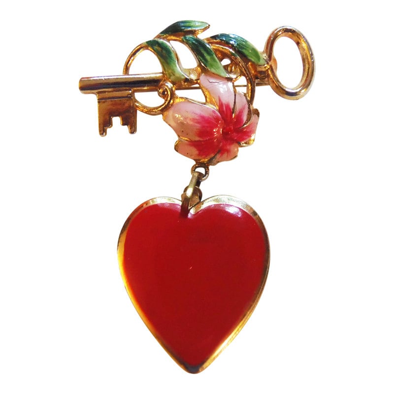 Vintage Emaille Herz Locket Brosche 1950Er Jahre Sweetheart Pin Vintage Emaille Herz Locket Brosche 1950Er Jahre Sweetheart Pin von CollectionsbyAnn