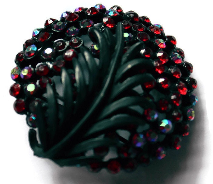 Vintage Karu Arke Nyc Rubin Strass Blatt Brosche 1950S Art Deco Anstecknadel Vintage Karu Arke Nyc Rubin Strass Blatt Brosche 1950S Art Deco Anstecknadel von CollectionsbyAnn
