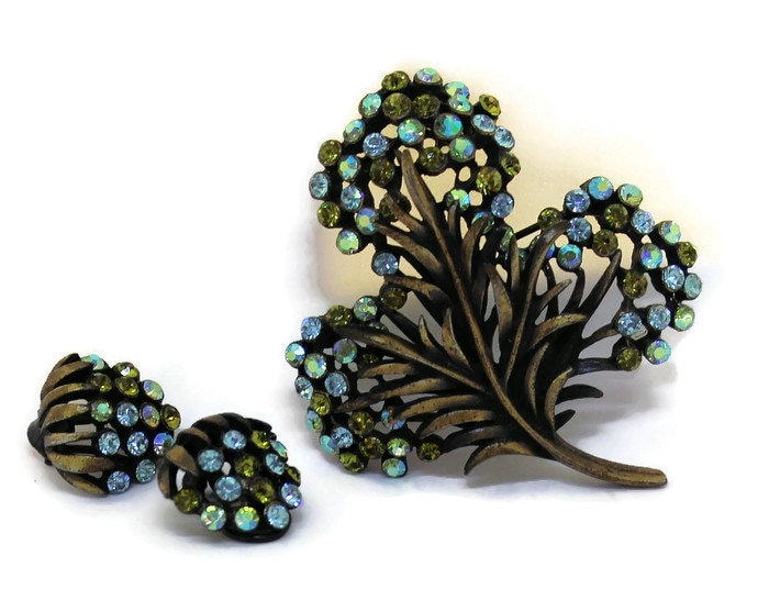 Vintage Karu Arke Strass Blatt Brosche 1950Er Jahre Art Deco Schmuck Vintage Karu Arke Strass Blatt Brosche 1950Er Jahre Art Deco Schmuck von CollectionsbyAnn