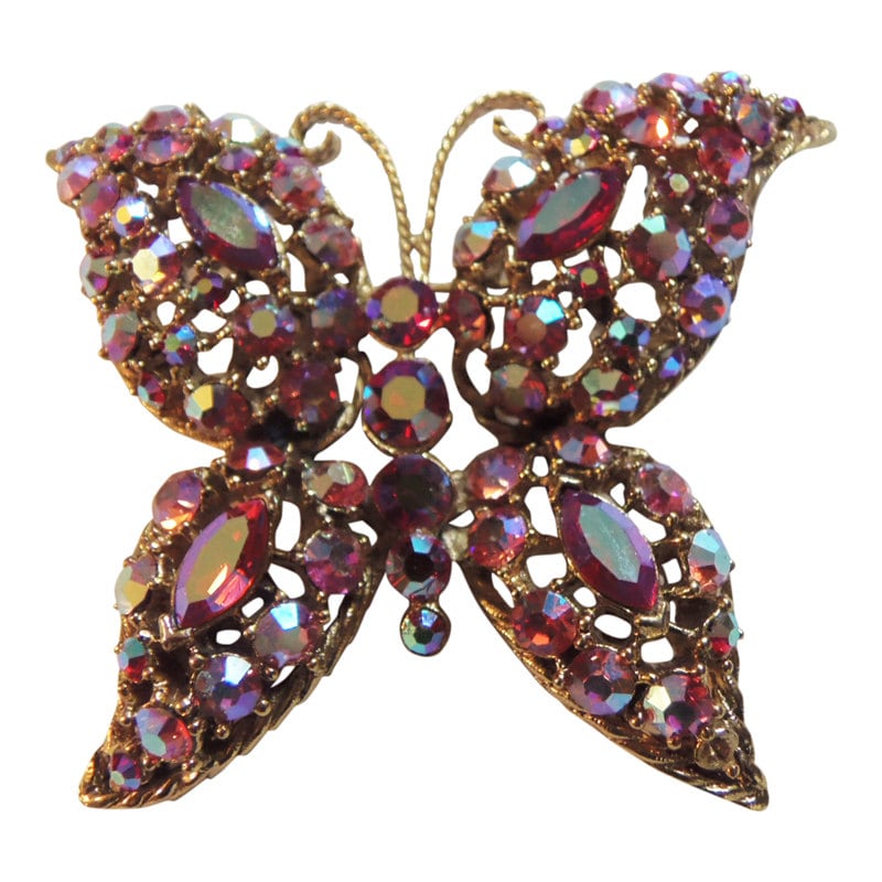 Vintage Rosa Und Roten Strass Schmetterling Brosche/1950 Braut Pin Vintage Rosa Und Roten Strass Schmetterling Brosche/1950 Braut Pin von CollectionsbyAnn