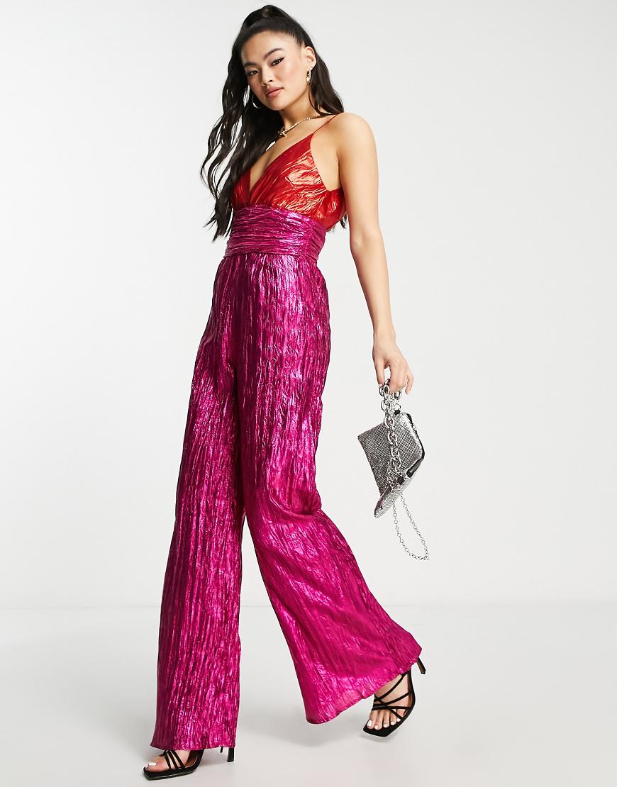 Collective The Label Exclusive - Jumpsuit im Metallic-Blockfarbendesign mit weitem Bein-Bunt Collective The Label Exclusive - Jumpsuit im Metallic-Blockfarbendesign mit weitem Bein-Bunt von Collective The Label
