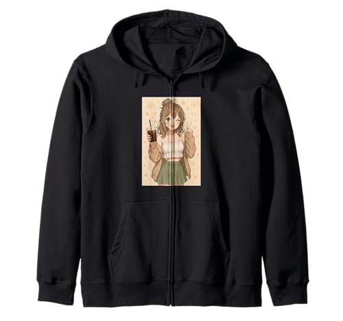 Anime Girl Eiskaffee Japan Waifu Japanisches Kawaii Damen Kapuzenjacke von CollectiveJapan