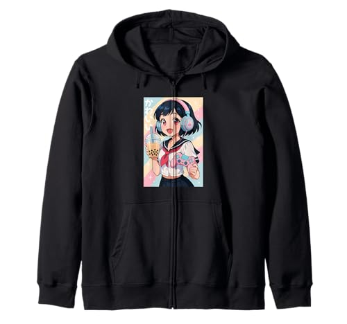 Anime Girl Gamer Japanisches Spiel All Day Waifu Japan Boba Tea Kapuzenjacke von CollectiveJapan