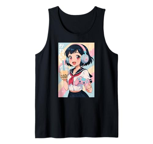 Anime Girl Gamer Japanisches Spiel All Day Waifu Japan Boba Tea Tank Top von CollectiveJapan