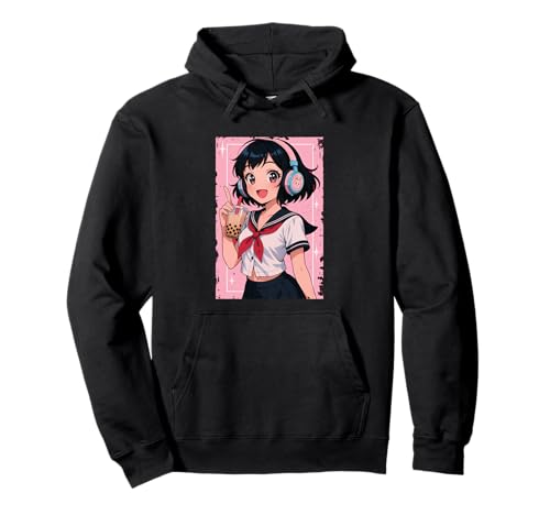 Anime Girl Japanese Waifu Gamer Japan Boba Tea Otaku Pullover Hoodie von CollectiveJapan