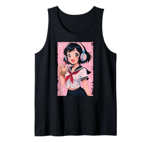 Anime Girl Japanese Waifu Gamer Japan Boba Tea Otaku Tank Top von CollectiveJapan