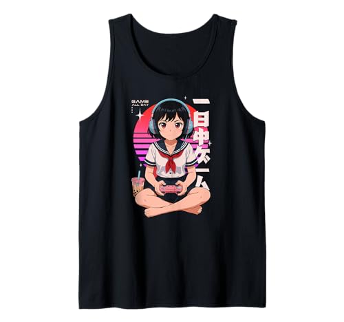 Anime Girl Retro Japanisches Spiel All Day Gamer Japan Boba Tea Tank Top von CollectiveJapan