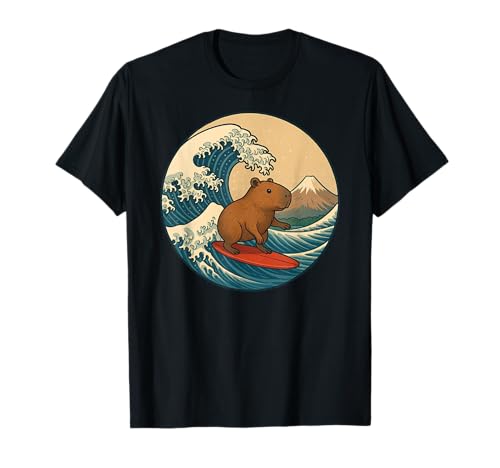 Capybara Japanische Kanagawa Wave Surfen Japan Jungen Mädchen Kind T-Shirt von CollectiveJapan