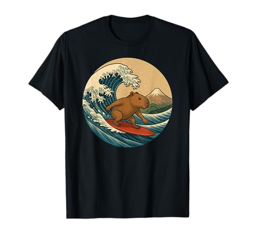 Capybara Surfen Japanische Kanagawa Wave Japan Jungen Mädchen Kind T-Shirt von CollectiveJapan