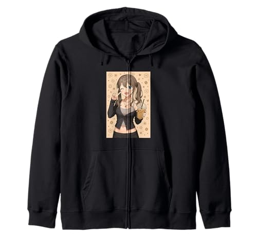 Japanisches Anime Mädchen Eiskaffee Japan Waifu Kawaii Frauen Kapuzenjacke von CollectiveJapan