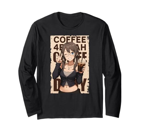 Japanisches Anime Mädchen Eiskaffee Japan Waifu Kawaii Frauen Langarmshirt von CollectiveJapan