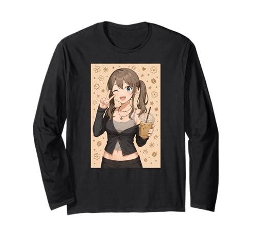 Japanisches Anime Mädchen Eiskaffee Japan Waifu Kawaii Frauen Langarmshirt von CollectiveJapan
