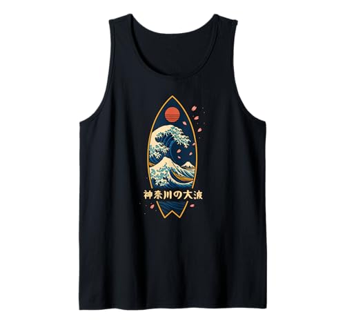 Japanisches Kanagawa Wave Surf Board Surfen Japan Jungen Mädchen Tank Top von CollectiveJapan