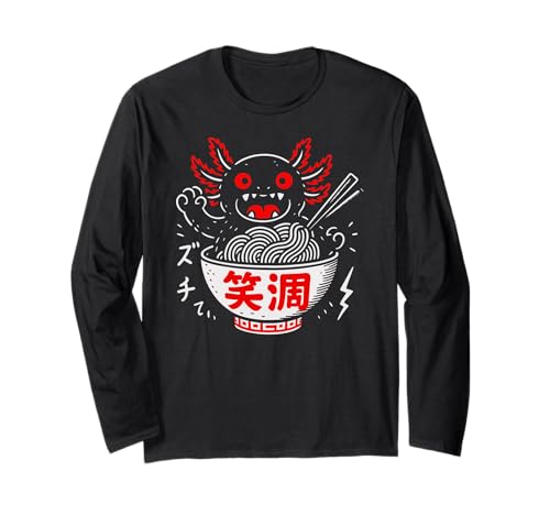 Lustige Axolotl Monster Japanische Ramen Nudeln Japan Jungen Mädchen Langarmshirt von CollectiveJapan