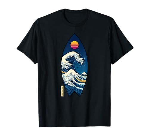 Surfbrett Japanisch Kanagawa Wave Surfen Japan Jungen Mädchen T-Shirt von CollectiveJapan