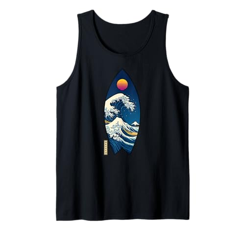 Surfbrett Japanisch Kanagawa Wave Surfen Japan Jungen Mädchen Tank Top von CollectiveJapan