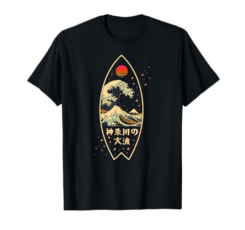 Surfen Japanisches Kanagawa Wave Surf Board Japan Jungen Mädchen T-Shirt von CollectiveJapan