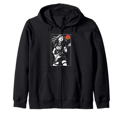 Vintage Retro Anime Girl Japanische Musik E-Gitarre Kapuzenjacke von CollectiveJapan