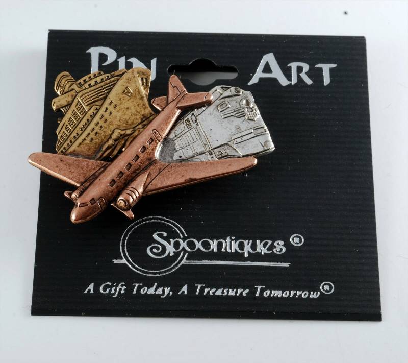 Pin Art Flugzeug Zug & Boote Reise Made in Usa Spoontiques New On Card von CollectorsUtopia