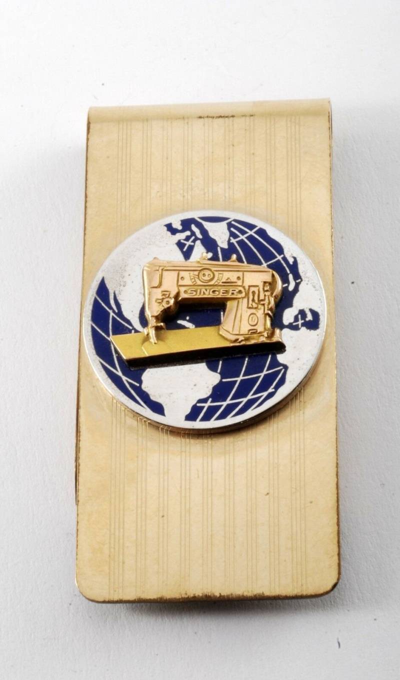 Sänger Nähmaschine "Slant Needle Club" Signiert 1/20 12K Geld Clip Verwendet von CollectorsUtopia
