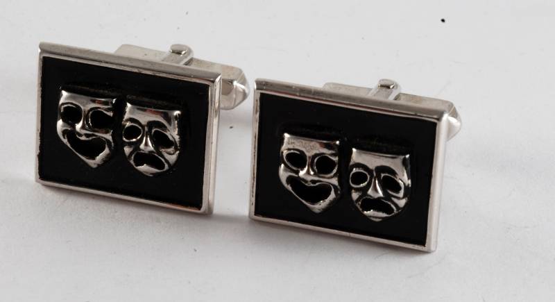 Swank Vintage Komödie Tragödie Masken Manschettenknöpfe Herren Oder Damen Manschette Link Paar Schmuck Pre-Owned Signiert Swank Made in Usa von CollectorsUtopia