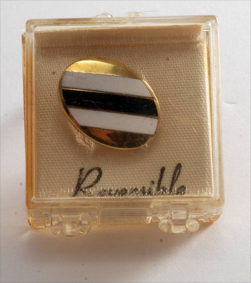 Vintage 1950 Reversible Mini Tie Clip Tieclip Silber Vergoldet Messing in Original Box Neue Alte Lager von CollectorsUtopia