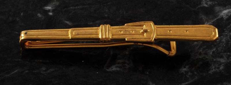 Vintage Gürtel & Gürtelschnalle Vergoldet Messing Krawattenklammer Tieclip Slip On Design Used von CollectorsUtopia
