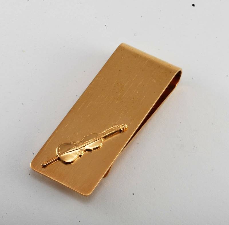 Vintage Sammler Vergoldetes Messing Cello Musik Geldklammer Nos in Box Usa von CollectorsUtopia