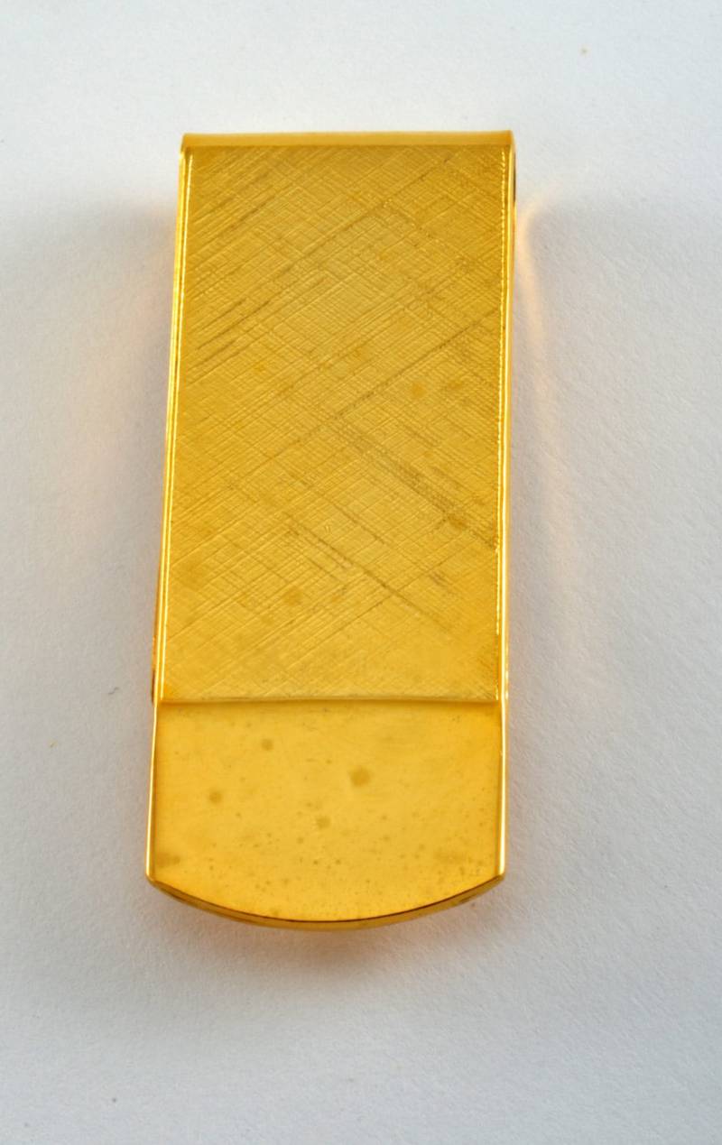 Vintage Sammlerstück Vergoldet Messing Gebürstet Finish Geldklammer Neue Alte Lagerware von CollectorsUtopia