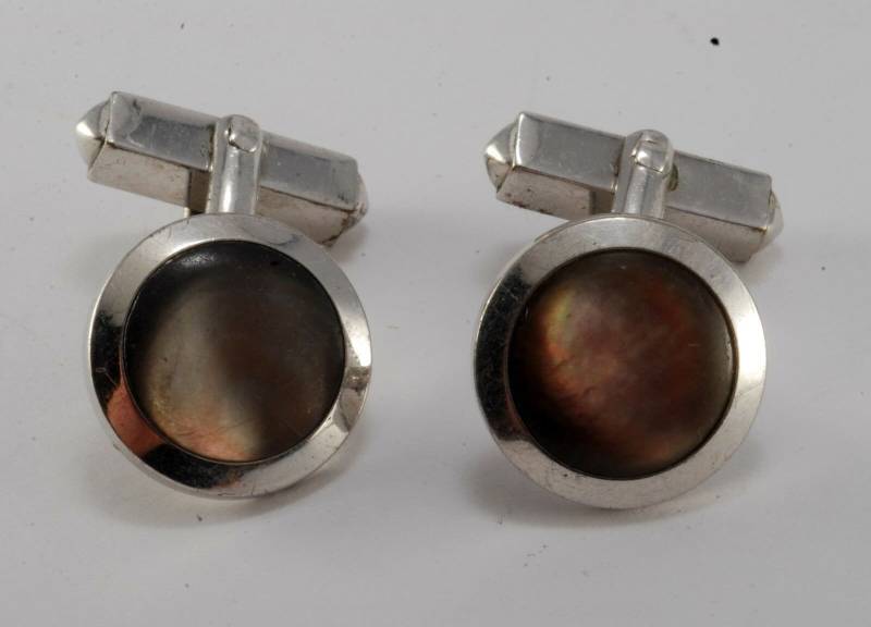 Vintage Swank Cat Eye Manschettenknöpfe Silber Vergoldet Messing Signiert von CollectorsUtopia