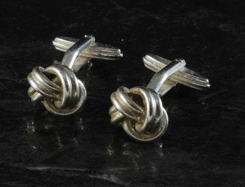 Westdeutsche Knoten Geknotet Versilbert Herren Manschettenknöpfe Manschettenknopf Schmuck Gebraucht von CollectorsUtopia
