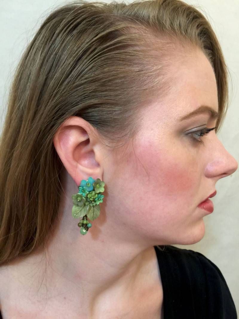 Handgefertigte Ohrringe Von Vintage Designerin Colleen Toland in Aqua von ColleenToland