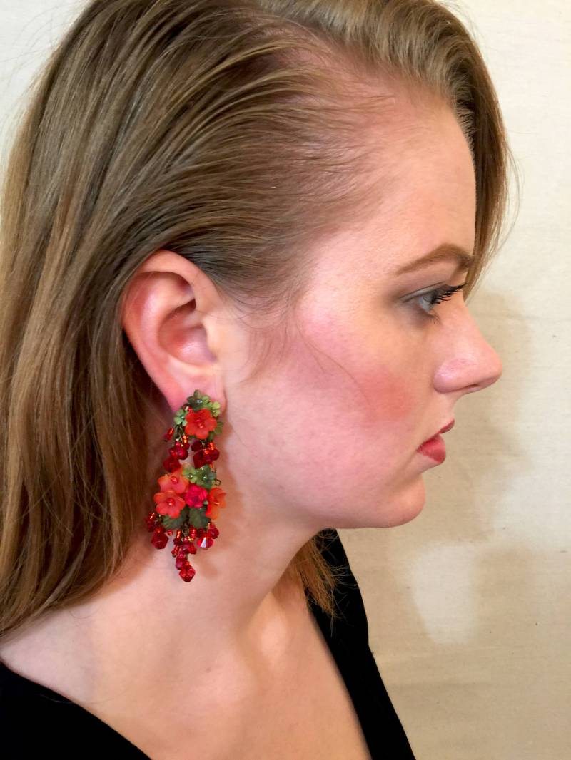 Wunderschöne Rote Chandelier Ohrringe Vom Vintage Designer Colleen Toland von ColleenToland