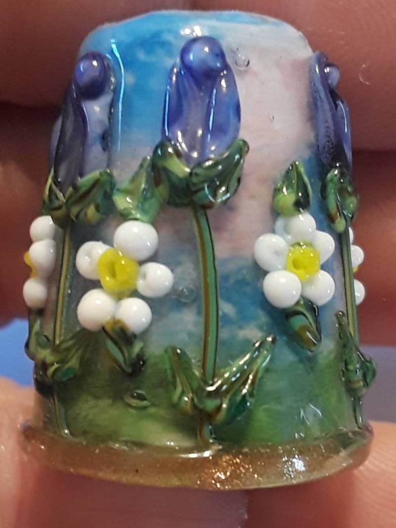 Fingerhut Handgefertigten Lampwork Glas -Purple Rose Garden - Sra S105 von ColleensCreations