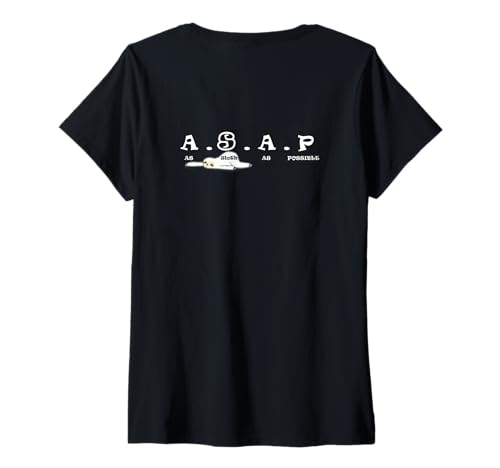 Damen ASAP As Faultier As Possible Matching BFF Girl Twin Art On Back T-Shirt mit V-Ausschnitt von College High School Teen Slang Teencode Zer Alpha