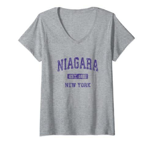 Damen Niagara New York NY Sportdesign im Vintage-Stil T-Shirt mit V-Ausschnitt von College & University Towns T-Shirts & Tees
