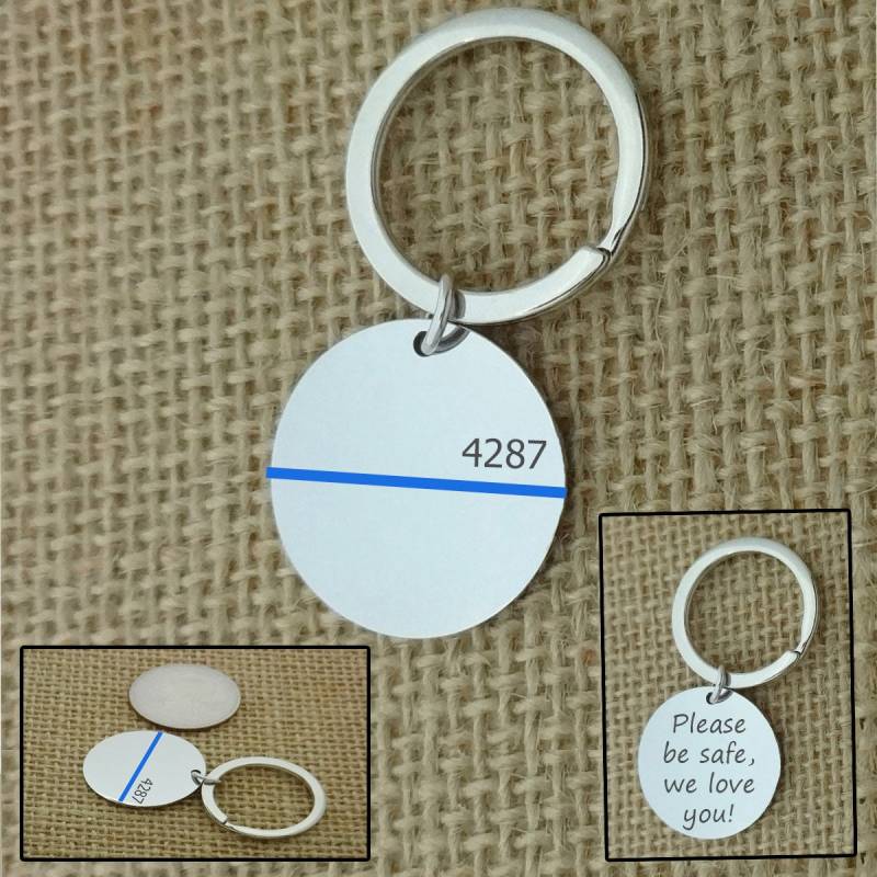 Dünne Blaue Linie Bar Schlüsselanhänger, Polizei Ehemann Personalisierte Schlüsselanhänger Für Die von CollegeThings