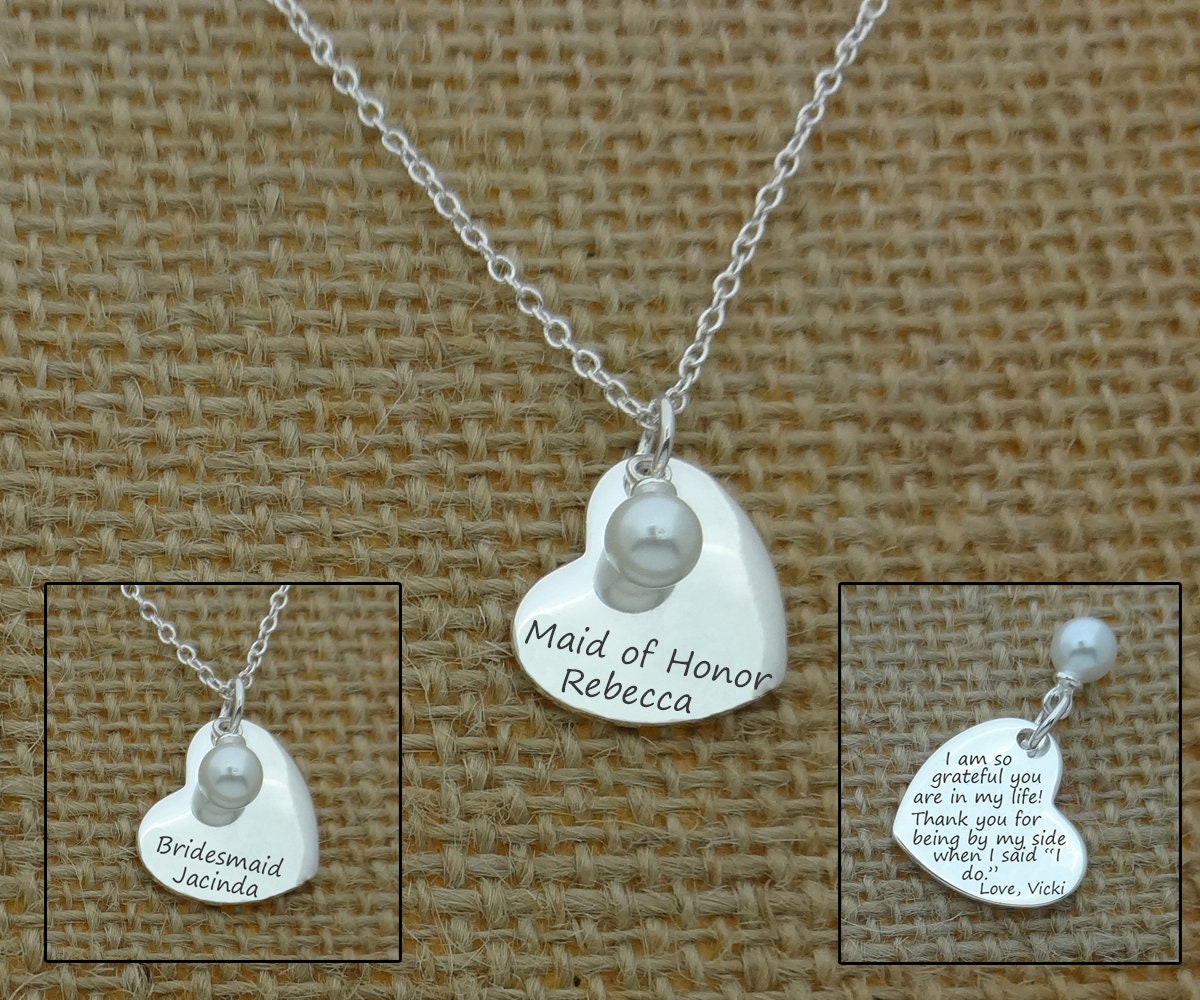 Ehrmädchen Halskette, Brautjungfer Geschenk, Geschenk. Personalisiertes Geschenk Halskette Für Ehrfrau von CollegeThings
